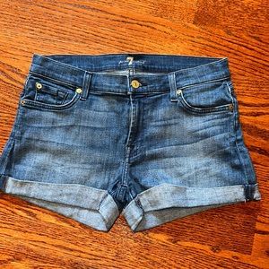 7 for all mankind denim rolled cuff shorts- size 27